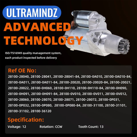 Toyota Plug And Play Starter Motor 1.6KW 13 Tooth 17825N Fits Camry Sienna RAV4 Highlander Avalon Solara Matrix Venza Corolla