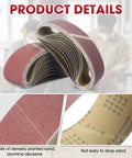Heavy Duty 36 Pack 4X24 Sanding Belts Aluminum Oxide Abrasive Strips Assorted Grits 80 120 150 showing rolled abrasive strips.