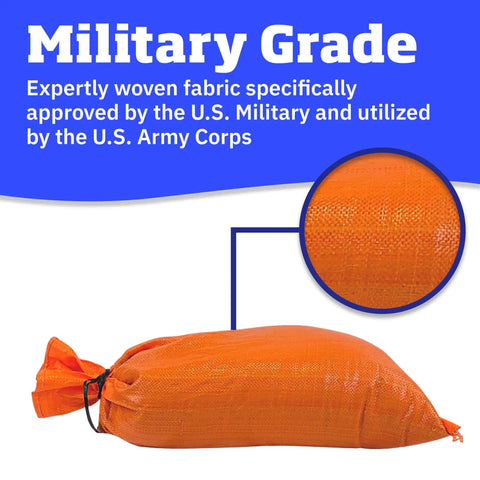 Heavy Duty Sand Bags With Tie Strings For Flood Control, Woven Polypropylene Sandbags, 50 Lb Capacity, 14x26 Inches, UV Protected