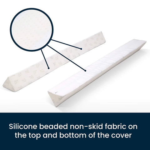 Extra Long Foam Bed Rail For Toddlers And Kids, Water Resistant, Non Slip Guard with silicone beaded fabric detail, 1 pack, white