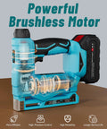 Top Shelf Cordless Nail Gun And 2in1 Brad Nailer Staple Gun With 18V Built Battery showcasing powerful brushless motor design.