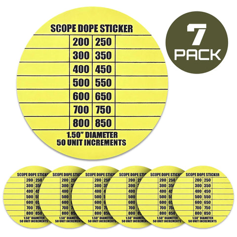 Seven Scope Dope Stickers for Long Range Shooting Fit Most Rifle Scope Caps Easy Dial In With Your Dope Card Dope Book Or Ranging Card
