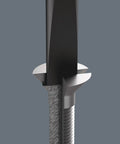 Close-up of Kraftform Micro Slotted And Phillips Electronics Screwdriver Set With Rack showing precision tip inserting a screw.