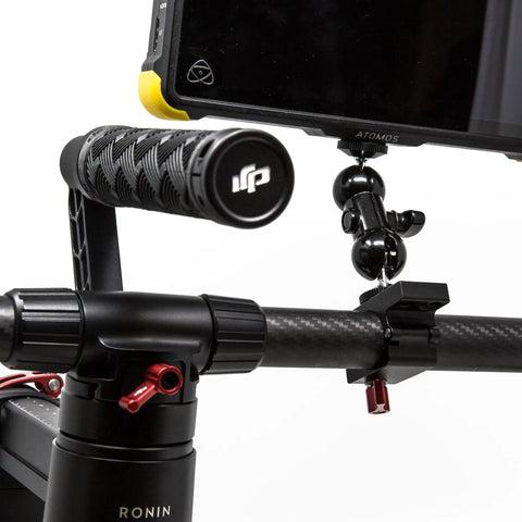 Beefed Up 360 Degree Rotating Monitor Mount and Clamp for 25mm Round Rods with Smooth Tilt and Full Swivel Fits DJI Ronin M and Freefly MOVI