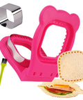 LEPCY pink square crustless sandwich cutter sealer for PB&J; includes metal ring cutter and green cleaning brush