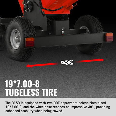 19*7.00-8 tubeless tire on 6 Inch Wood Chipper Shredder Mulcher With Kohler 429cc 14HP Gas Engine, Model B150 Red
