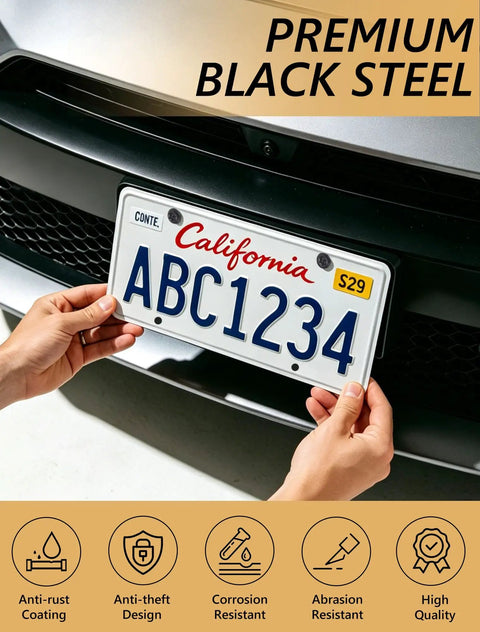 Keep Your Auto Setup Secured With These Goated Anti Theft License Plate Screw Kit Boasting Tamper Proof M6 Security Bolts That Require A Custom Key Tool To Block Thieves From Swiping Your Plates On Any Daily Driver - Installing black steel license plate