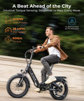 Man riding L20 3.0 Electric Bike For Adults With App IoT Anti Theft Dope 28 MPH Max Speed Fast 2 Hour Charging in city