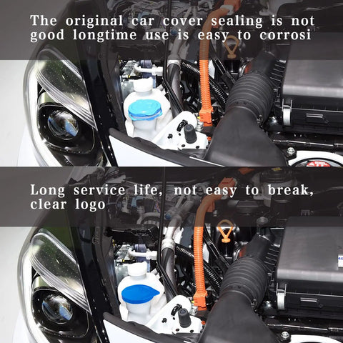Front view of installed Replacement Windshield Washer Fluid Cap Ring Lid For Honda Accord Civic CRV CRX Blue Fits 5.9cm