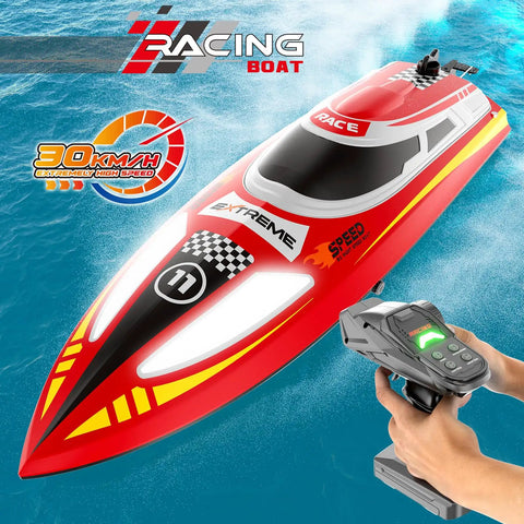 2.4Ghz RC Speed Boat With Dope 390 Motor, Water Cooling System, Auto Self Righting, remote control, and racing decals