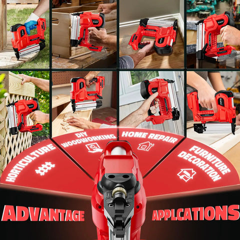 2-In-1 Cordless Brad Nailer And Stapler For Trim Wood DIY, 18 Gauge, Battery Not Included, uses visual advantages illustration