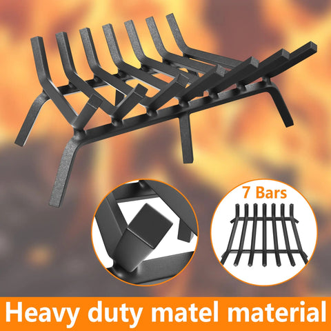 Heavy Duty 24 Inch Fireplace Grate Made From Solid Steel For Firewood Logs And Kindling Four Thick Feet And Two Center Supports To Prevent Sag Ideal For Outdoor Fire Pits Indoor Fireplaces And Wood Stoves Durable Build