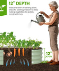 Raised Garden Beds Kit With Galvanized Planter Boxes 4x2x1 Ft Oval Outdoor Bed For Vegetables Fruits Flowers Herbs shown with woman watering plants