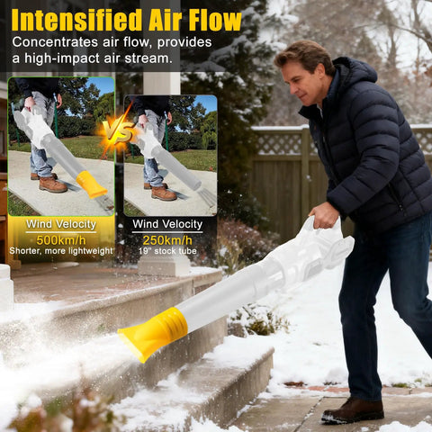 Man using Flat Nozzle Attachment For DeWalt 60V Leaf Blower DCBL772X1 DCBL772B DCMBA572 No Tool Needed Delivers Focused Airflow