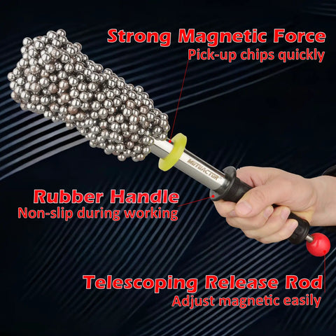 No Sweat Neodymium Shop Magnet Wand With Telescoping Pole And Snappy Release Trigger for sweeping metal chips with rubber handle