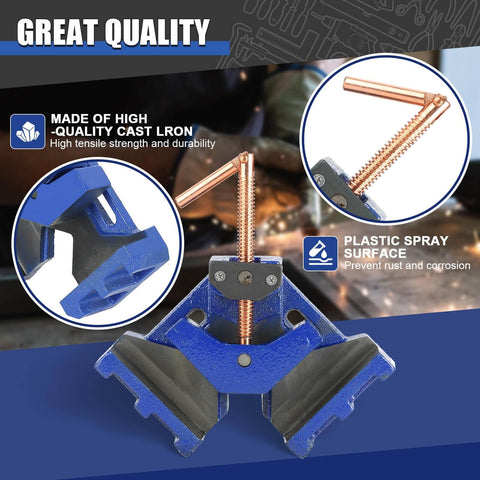 Heavy Duty Cast Iron Welders Angle Clamp For Precise Right Angles Self Centering Two Axis Welding Jig And Fixture For Woodworking