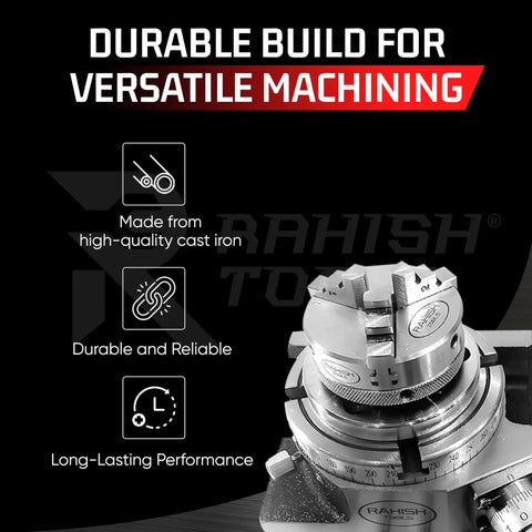 4 Inch Rotary Table For Milling Machines Dual Mount With 65mm Centering Chuck Back Plate T Nuts And 4 T Slots Pro Grade Precision Tool For Metalworking And Woodworking, cast iron