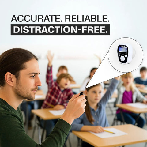 Rock Solid Manual Tally Counter With Bright Led Screen For Night Reads And Instant Reset Slick Ergonomic Grip in classroom use