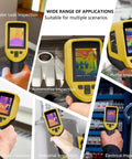 Handheld Thermal Camera With 320x240 TISR Resolution And 120x90 IR High Resolution, shown in use for various inspections.
