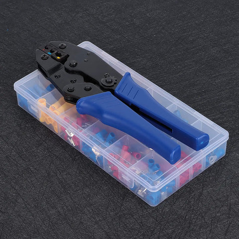 Check Out This Fresh 300 Piece Insulated Wire Connector Terminal Kit Set Featuring Snazzy Tin Plated Heads With Slick Electrical Conductivity And Super Flame Retardant PVC In Three Rad Colors For Safer Flexible Cable Connections And Easy Color crimping tool with 300-piece connector kit