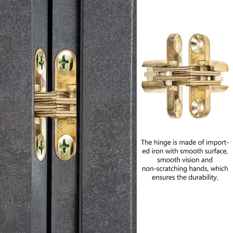 Close-up of Hidden Cross Zinc Alloy Concealed Hinges Two Pack For Wooden Doors showcasing smooth finish and installation detail.