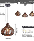 Handwoven Rattan Pendant Light With Wicker Shade Ceiling Fixture For Hallways And Islands Diameter 13.8 Inches 12W 2700K LED Corn Bulb Included