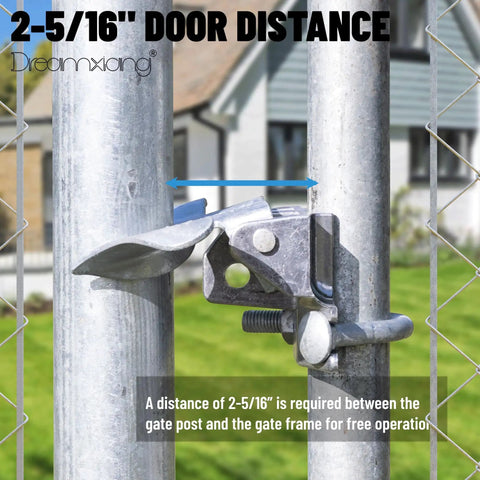 Chain Link Butterfly Gate Latch For One And Three Eighths Inch Gate Frame And Two And Three Eighths Inch Post, installed view