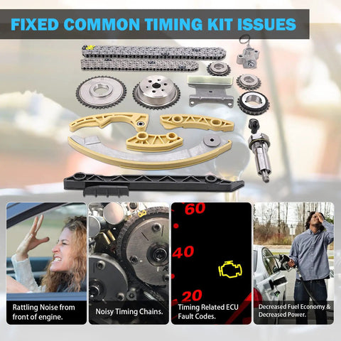 2.4L Ecotec Timing Chain Kit with chain guide, tensioner, sprockets, balance shaft chain for 2.4L L4 GM engine issues