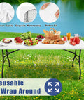 Stretchy 6 Ft Rectangle Tablecloths 2 Pack Elastic Fitted Outdoor Table Covers for Picnic and Parties snug fit