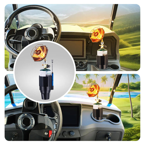 6800 BTU Propane Golf Cart Heater With Igniter, 2 In 1 Cup Holder And Cylinder Base, portable outdoor heater in golf cart