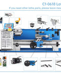C1-0618 lathe with light milling machine switch and parts displayed, focus on mini lathe forward off reverse motor control 220V 380V.