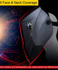 Side view of Auto Darkening Welding Helmet With 4/5-13 Shade Range, showcasing design and full face coverage, sparks in background