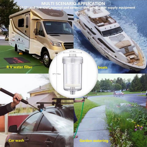 1 Micron High Density Washing Machine Water Filter System For Washer And RV Heaters Over 99.5 Percent Chlorine Fluorine And Heavy Metals Removal Reusable ACF Filter With Advanced Activated Carbon Fiber Carbon Block And PP Cotton for multiple uses