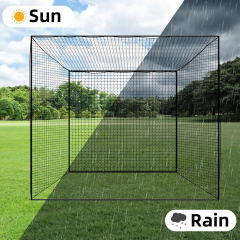 Heavy Duty 10x10x35ft Batting Cage Net for Backyard Baseball and Softball in sun and rain, all-weather PE construction