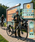 Kickass Photochromic Polarized Safety Glasses With UV400 Protection And Impact Resistant Build For Cycling Driving Work Tasks Ace Eyewear worn by cyclists with a coffee cup.