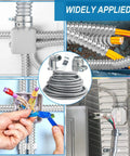 Half Inch Flexible Steel Electrical Conduit Kit, 25 Feet Of Flexible Metal Conduit With 4 Couplings, 2 Elbows, 7 Straps displayed