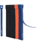 100 Pack 8 Inch Hook And Loop Reusable Cable Ties With 42 Lb Tensile Strength Multi Color Black Blue And Orange For Easy Cable Management