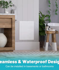 Quick Peel Stick Access Panel Four By Seven Inches Slick Heavy Duty Abs Drywall Cover installed in a modern bathroom setting.