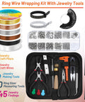 Ring Making Kit With Wire Wrapping Tools And Ring Sizers, Jewelry Craft Supplies Bundle Including Wire, Findings, Pliers