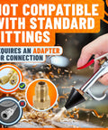 Badass Stainless Steel Air Nozzle Blow Gun For Compressor Systems High Pressure Dust Blaster With Five Point Three Inch Jet Tip Slick For Tight Spaces And Workshop Rig Cleanup Tasks showing adapter connection necessity.