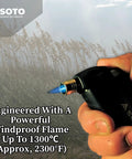 Compact Windproof Butane Torch Lighter Refillable Pocket Flame Tool For Camping Hiking Grilling And DIY Projects Adjustable Flame Durable Portable For Outdoor Adventures On The Go shown igniting in hand.