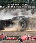 1/16 Scale Brushless 4x4 RC Truck With Dual Lipo Batteries, Off Road Rampage Ready, racing on pavement, speeds up to 42mph