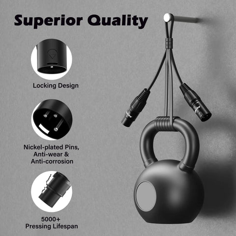Flat XLR Male To XLR Female Microphone Cable 12 Ft Low Profile Balanced Shielded 3 Pin DMX Patch Cord hanging with connectors