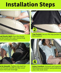 Installation steps showing how to fit Black Waterproof Sweat Towel Seat Cover Universal Non Slip Protector on car seat.