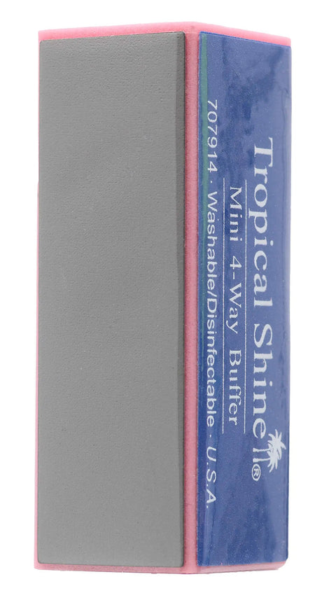 4 Way Nail Buffer Block 2 Pack for Shaping Smoothing and Polishing Nails Like a Pro, shown with coarse and fine grit sides