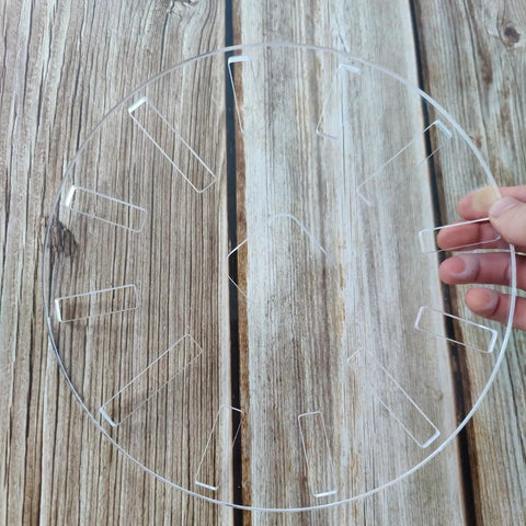 10 Inch Caliber Clock Router Template Guide Rock Solid Acrylic Jig for Heavy Duty Woodworking with timing dots.