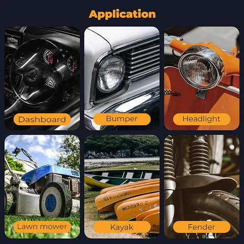 Various applications for Dope Plastic Welding Kit For Car Bumpers With Six Types And 1050 Staples Pro DIY Repair Tool shown in images.