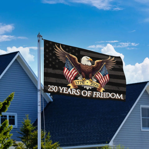 250 Years Of Freedom USA Flag 3x5 Ft With 3 Layer Double Sided Print Fade Resistant Reinforced Brass Grommets 1776 To 2026 Patriotic Flag