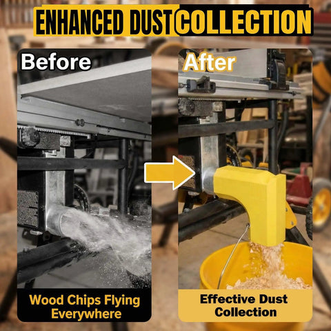 Table Saw Dust Collector Adapter 2.56 Inch ID Fit For Quick Easy Sawdust Cleanup Dual Integrated Hooks For Dust Bucket