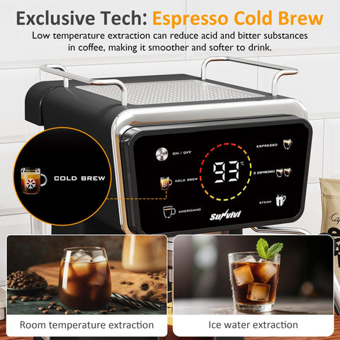 20 Bar Espresso Machine For Home And Office With Milk Frother, Iced Coffee Maker, Cold Brew, Barista Style Americano, LED Display